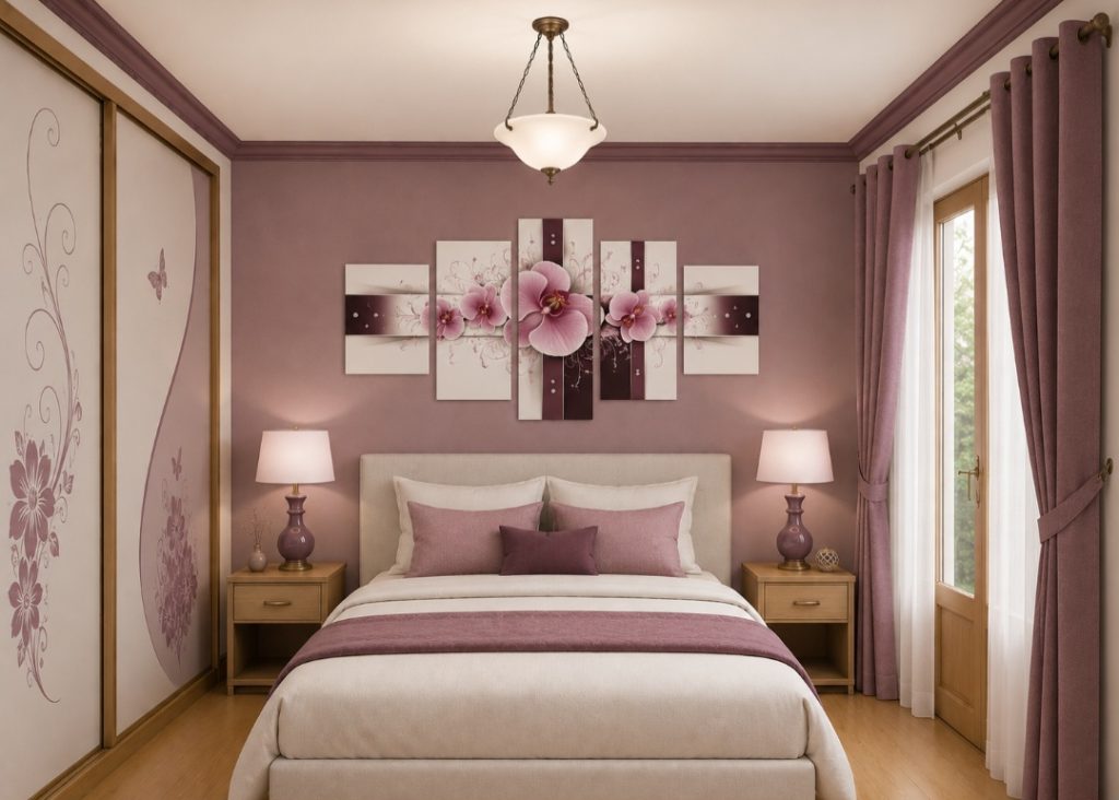 Chambre élégante avec fleurs