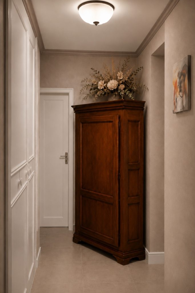 Couloir avec armoire en bois