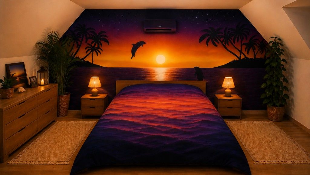 Chambre avec coucher de soleil